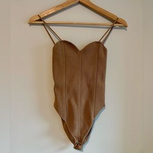 Zara Camel Ribbed Bodysuit